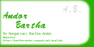 andor bartha business card